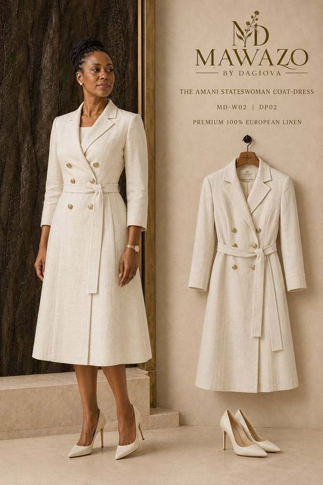 The Amani Stateswoman Coat-Dress in natural linen